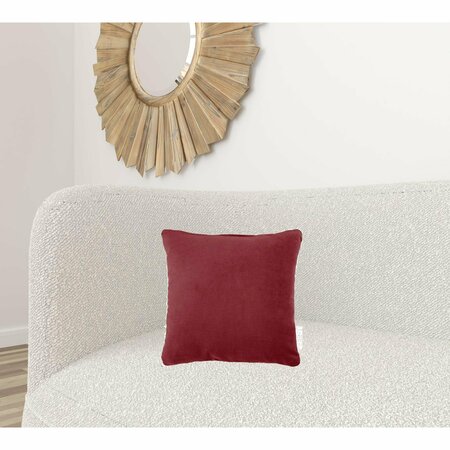 Homeroots 16 x 16 in. Red Velvet Modern Throw Pillow 386356